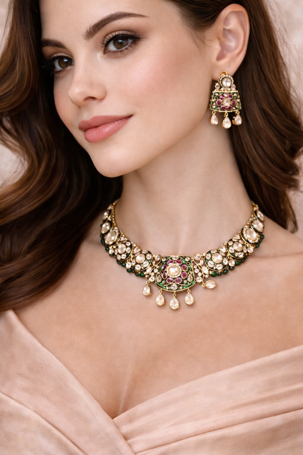 Noor-e-Gul Polki Necklace Set