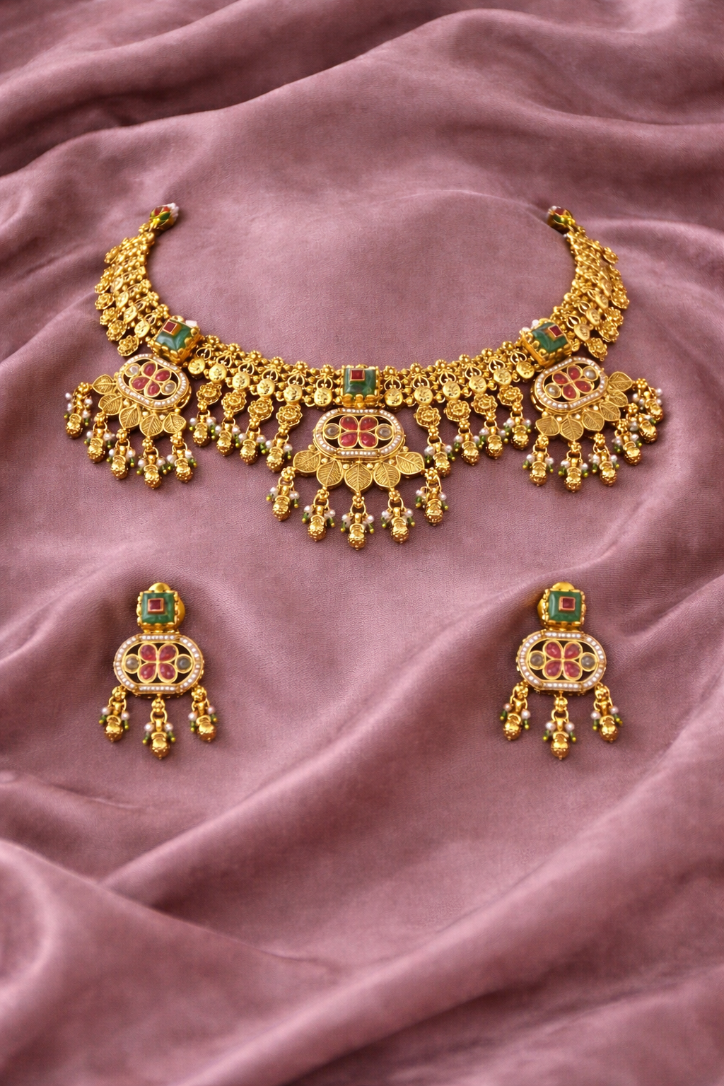 Pushpa Polki Choker Necklace Set