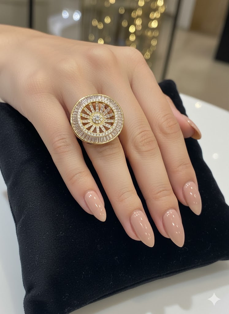 Dazzling Golden Cocktail Ring
