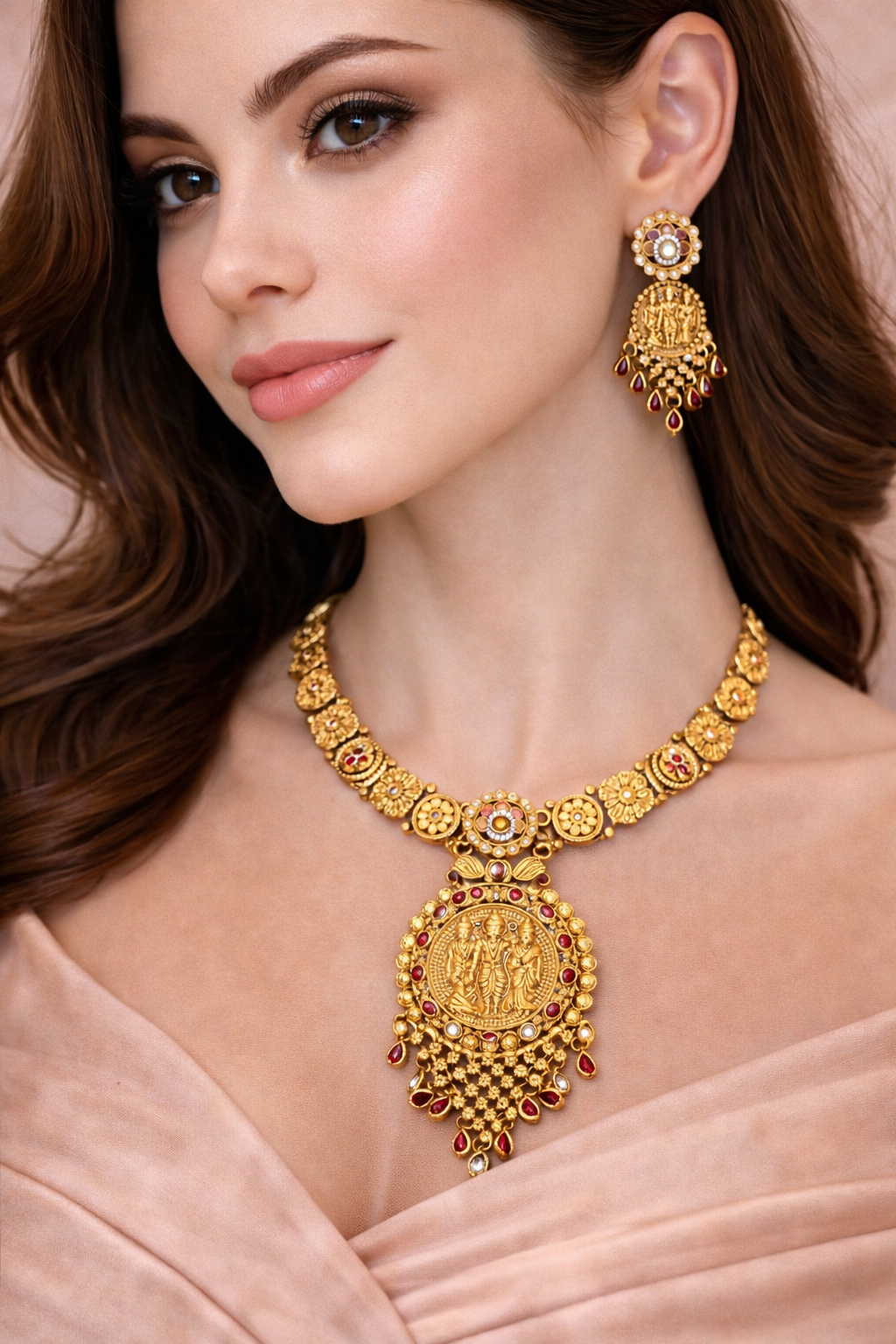 Shri Ram Darbar Temple Long Necklace Set