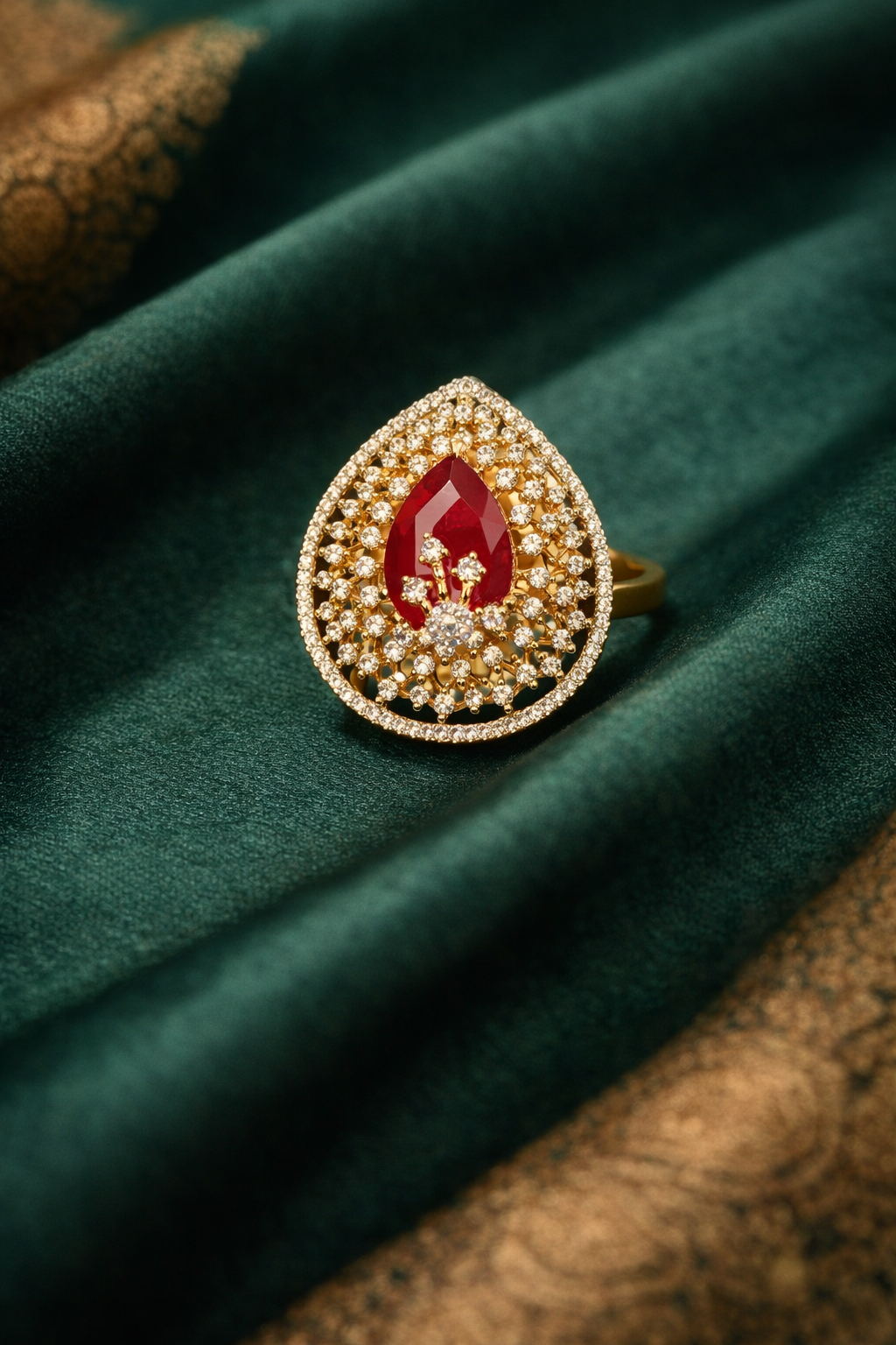 Royal Teardrop Crystal Ring