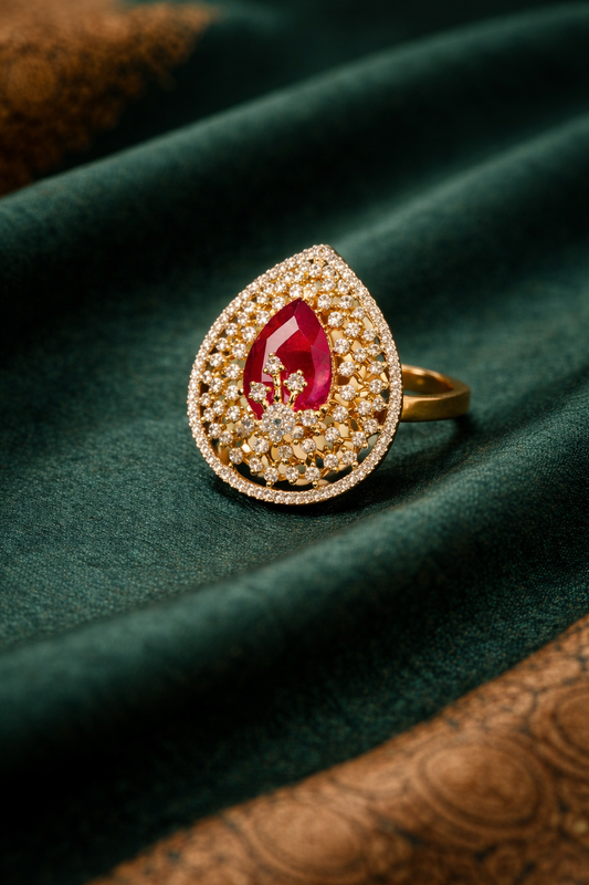 Royal Teardrop Crystal Ring