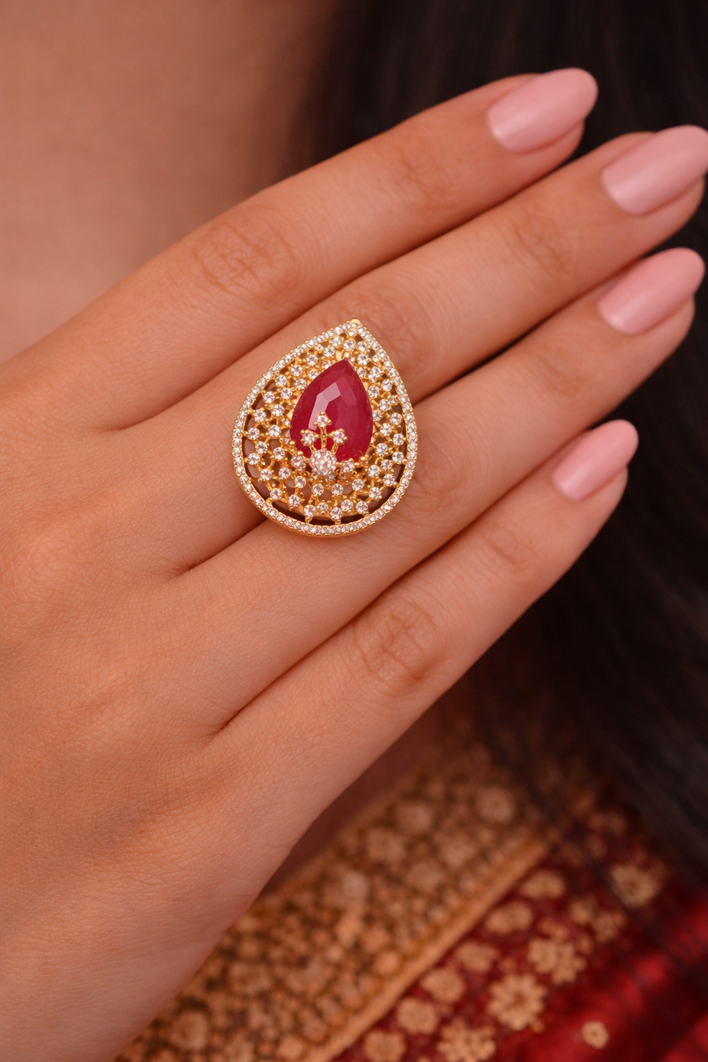 Royal Teardrop Crystal Ring