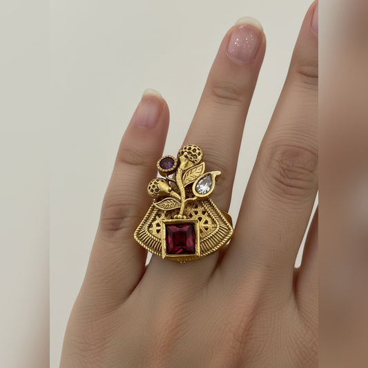 Ruby Blossom Statement Ring