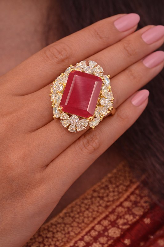 Ruby Royale CZ Cocktail Ring
