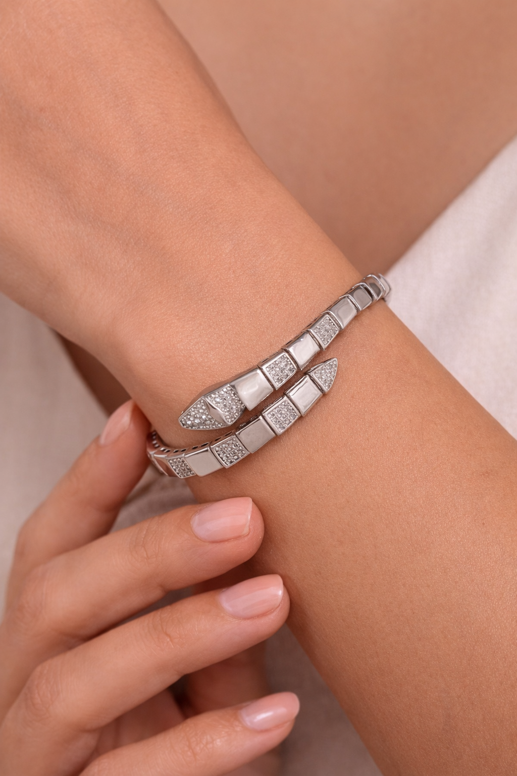 Serpentina Luxe 925 Silver CZ Bracelet