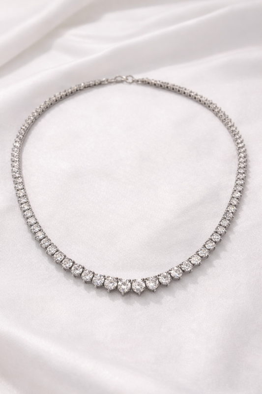 Lunara Glow 925 Silver CZ Chain Necklace