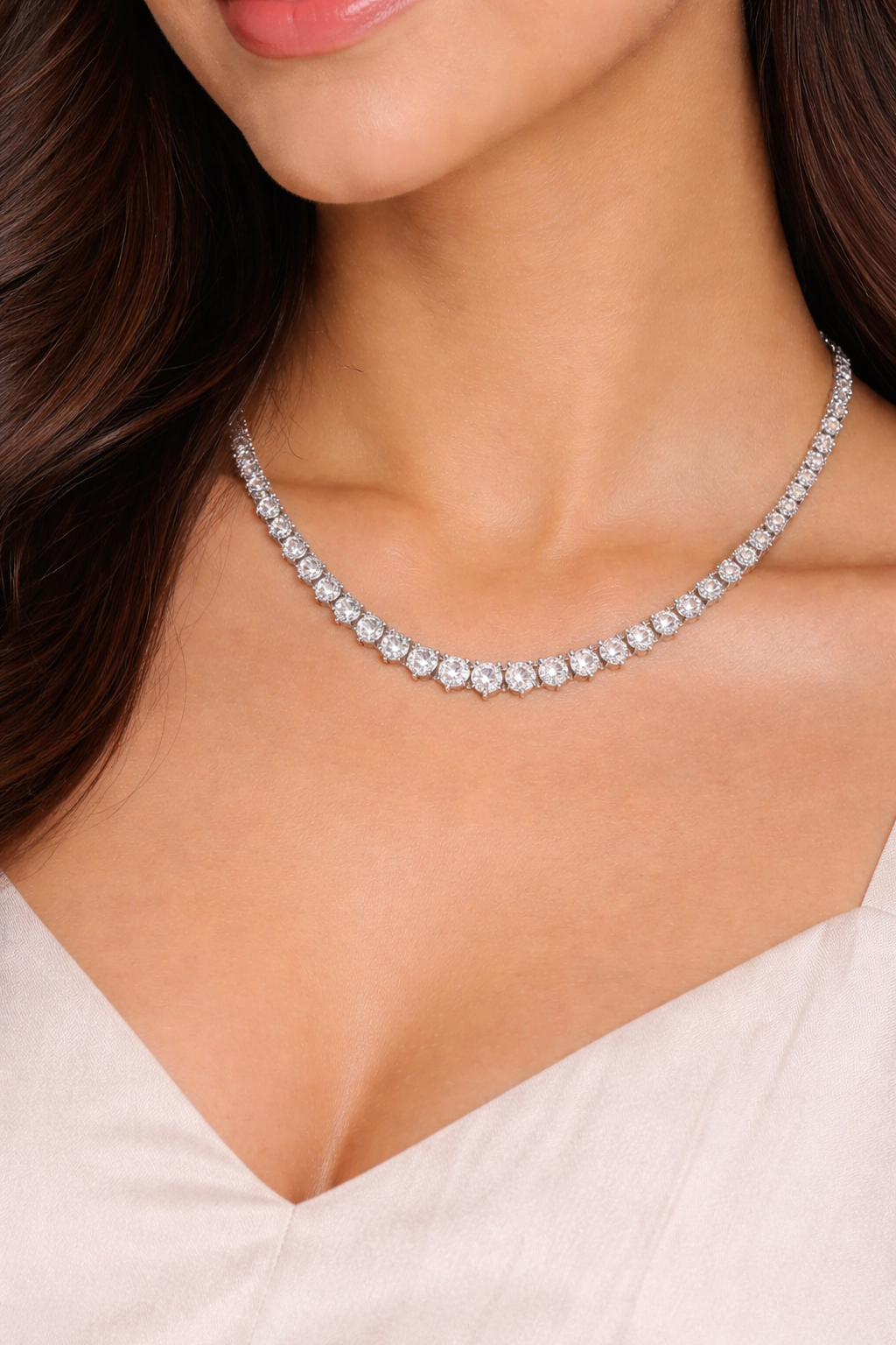 Lunara Glow 925 Silver CZ Chain Necklace