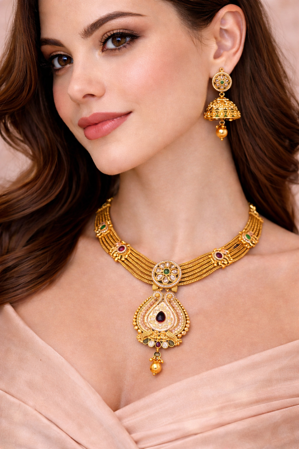 Rajwada Teardrop Pendant Necklace Set