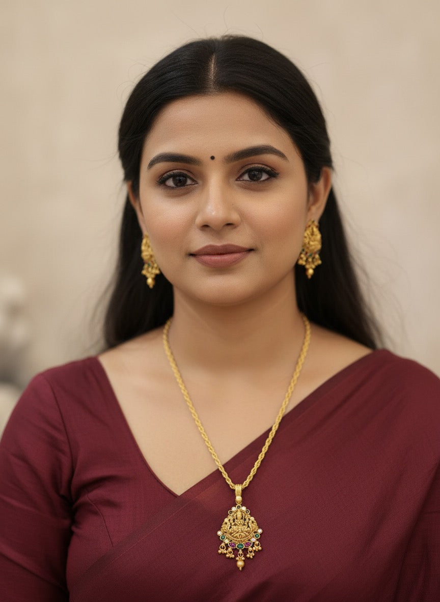 Temple Pendant Chain Earrings